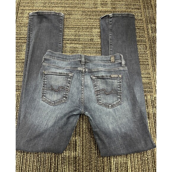 SEVEN 7 FOR ALL MANKIND Women's Straight Leg Jeans Dark Wash Low Rise Size 26x32 - Picture 2 of 9